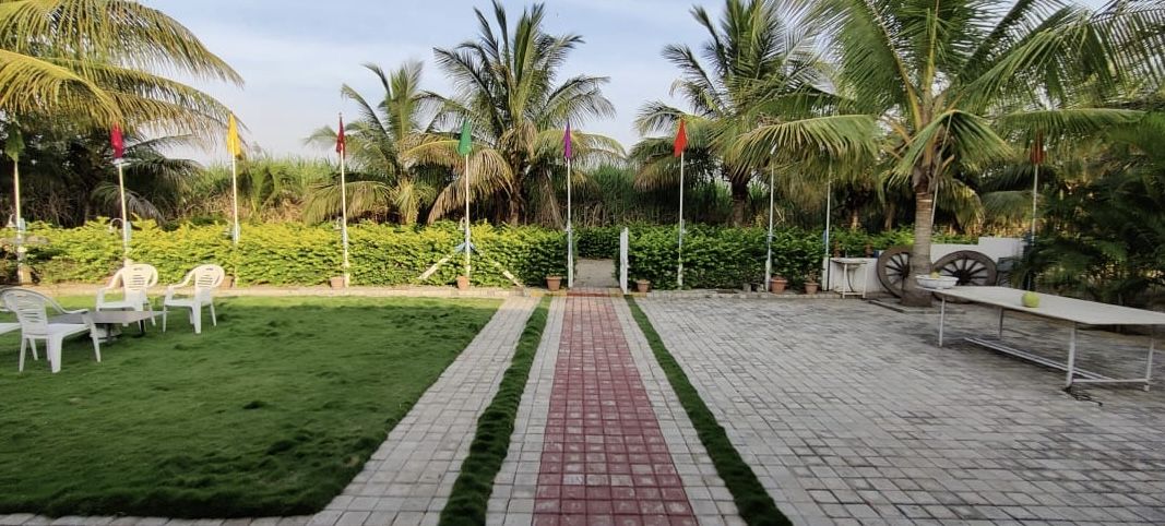 The walkway and flags