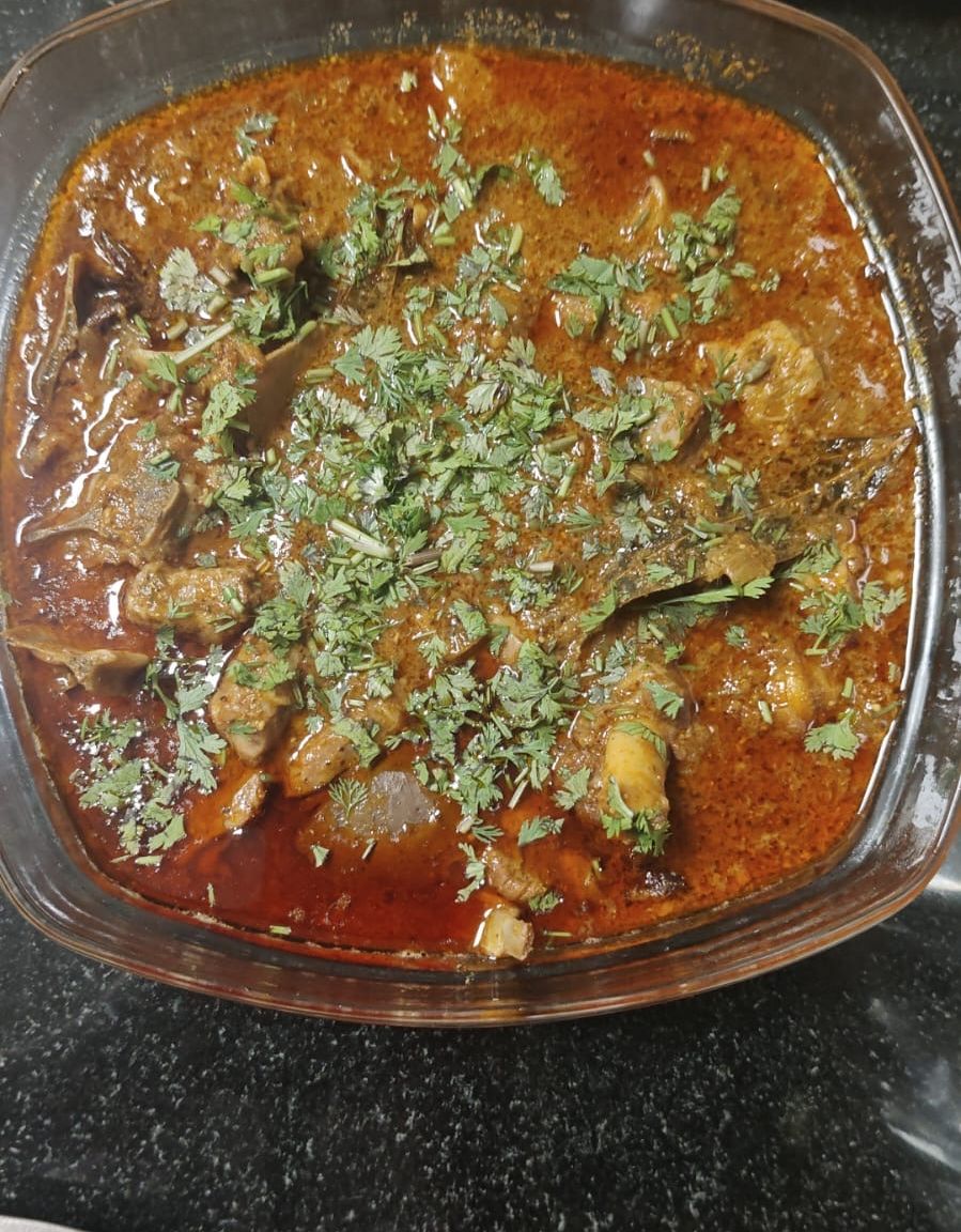 Mutton curry with fresh coriander