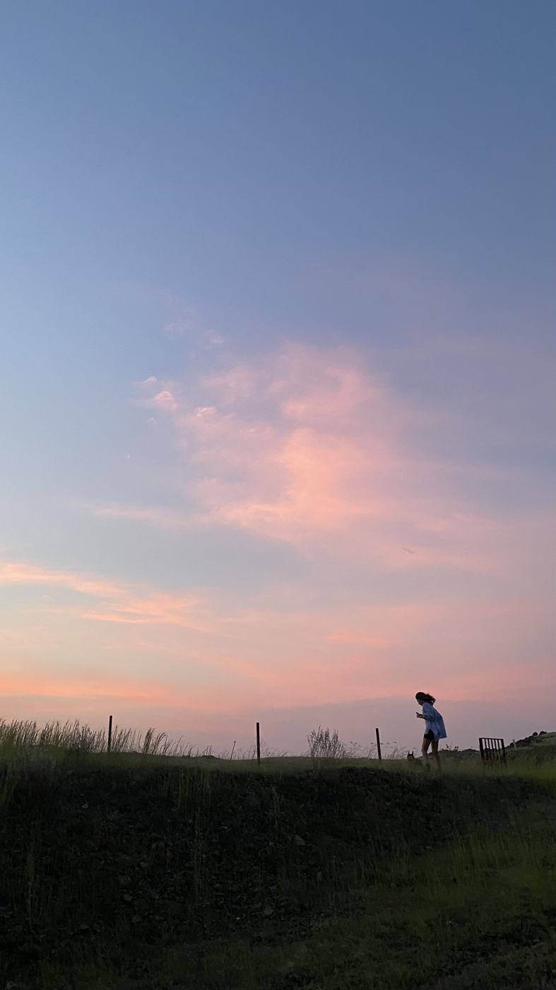 Pink sky person portrait